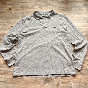 Vintage Lacoste Long Sleeve Polo Shirt Mens Size 4 Medium Gray Luxury Croc